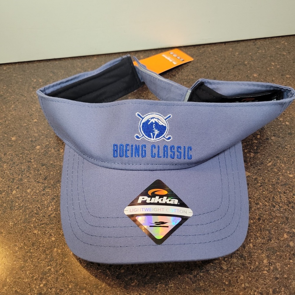 Pukka Golf Visor Hat Men's Light Blue Adjustable Boeing Classic Embroidered Logo